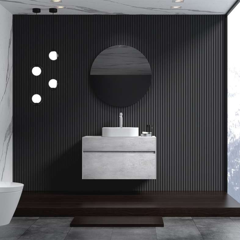 bathroom wall panel, mirror and cabinet