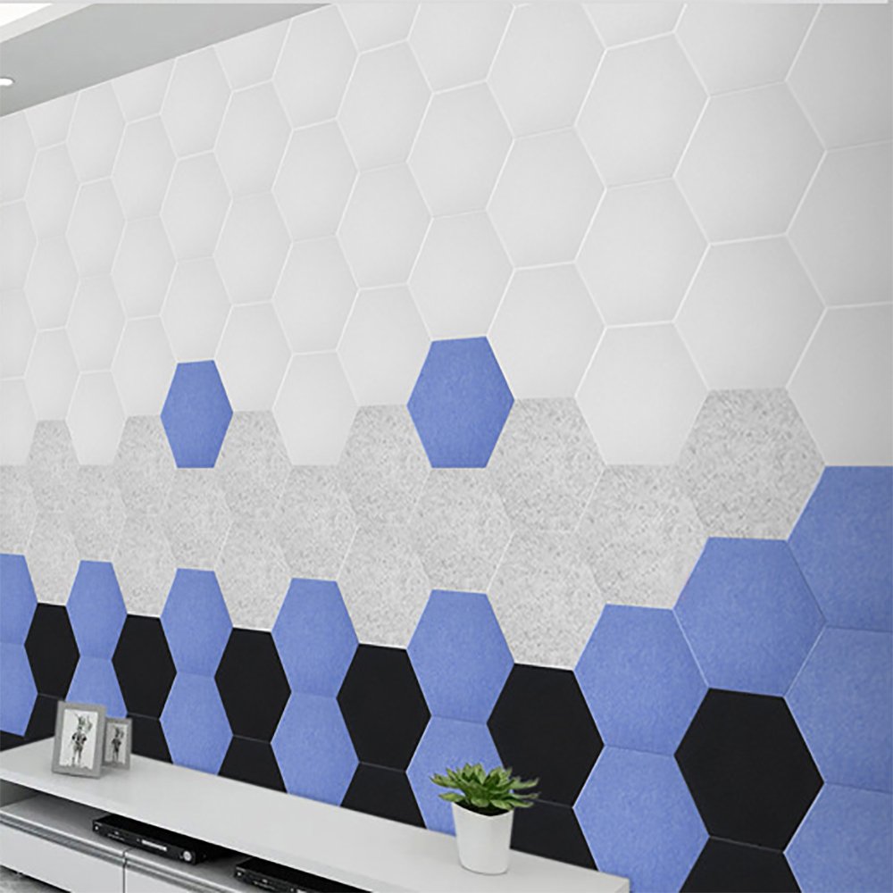 shapes panel white, black, blue living room wall decorative