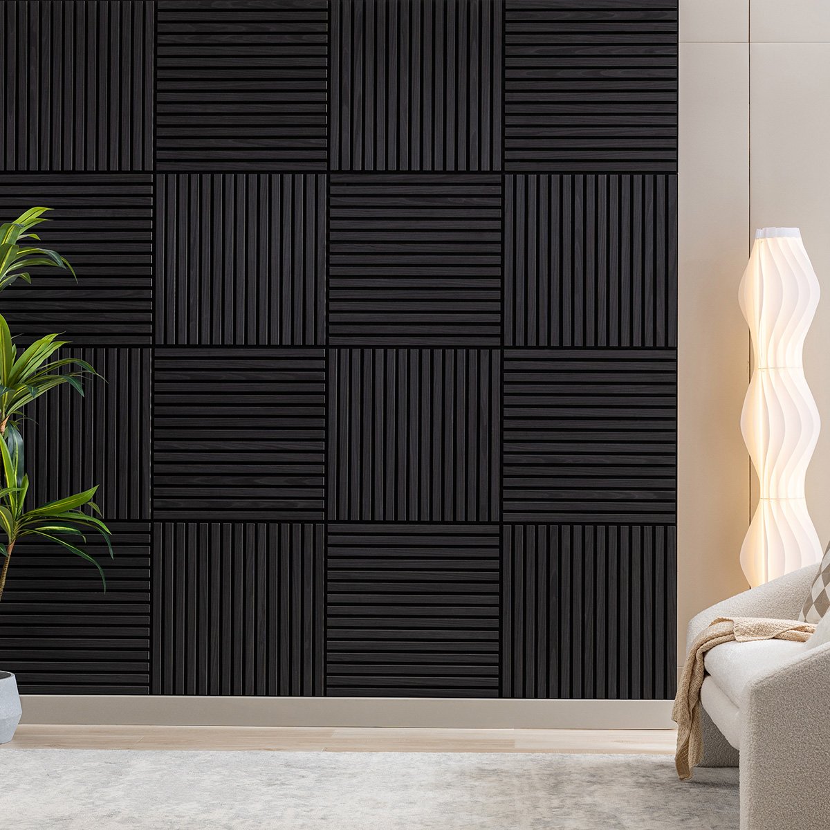 60 x 60 panel black oak wall