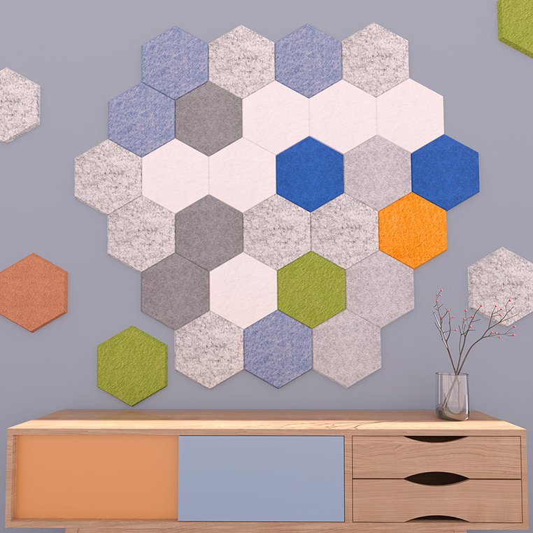 several colors shapes hexagon on wall